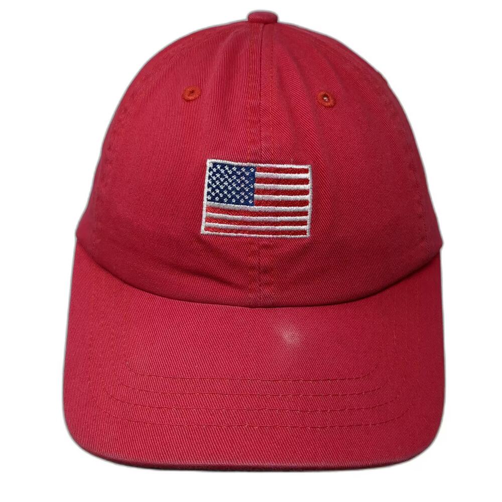 Alternative Apparel Red American Flag Baseball Cap Hat OS Slideback Embroidered